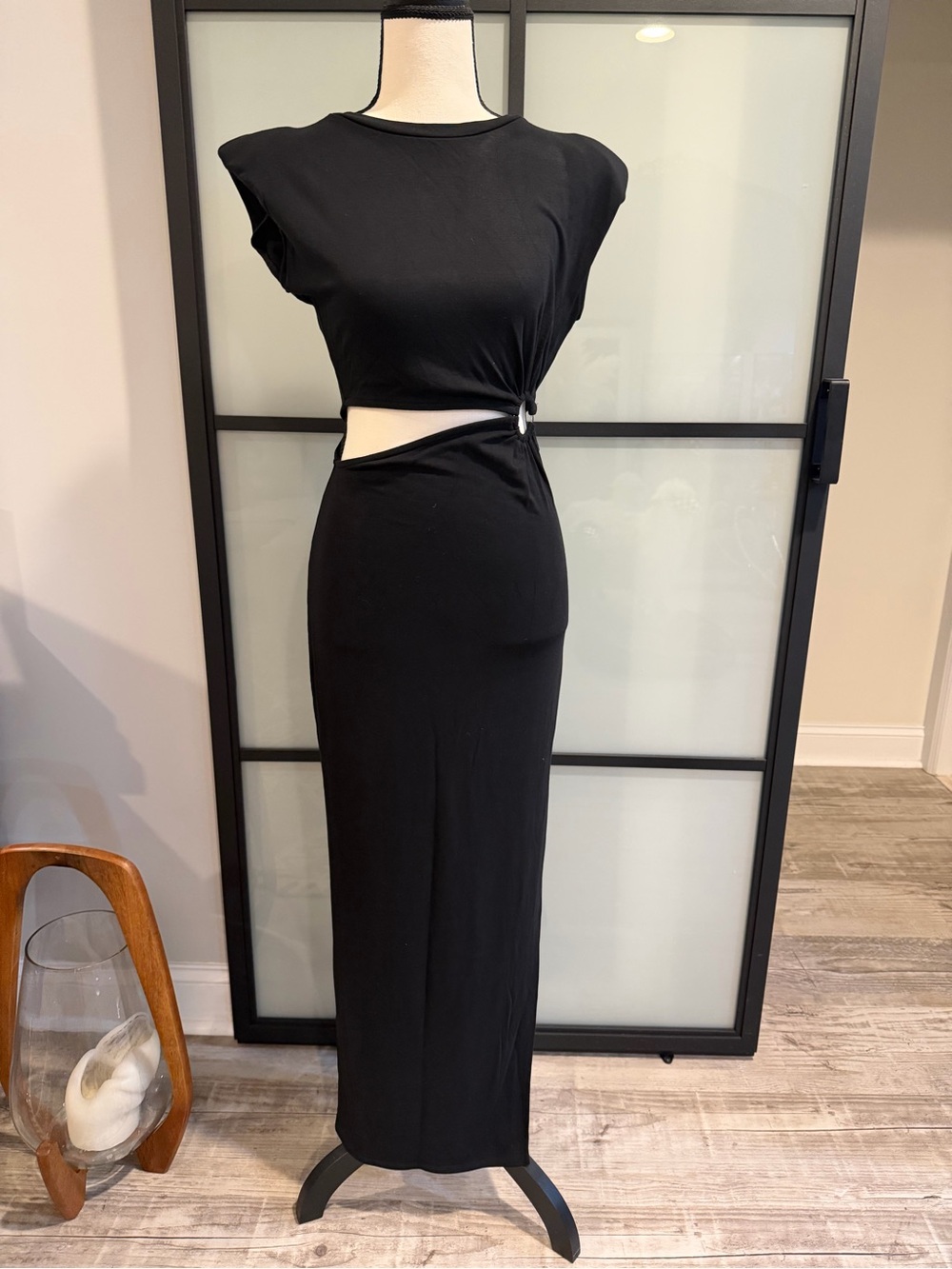 Bloomingdale's Black Cutout Midi Dress by Fore S
